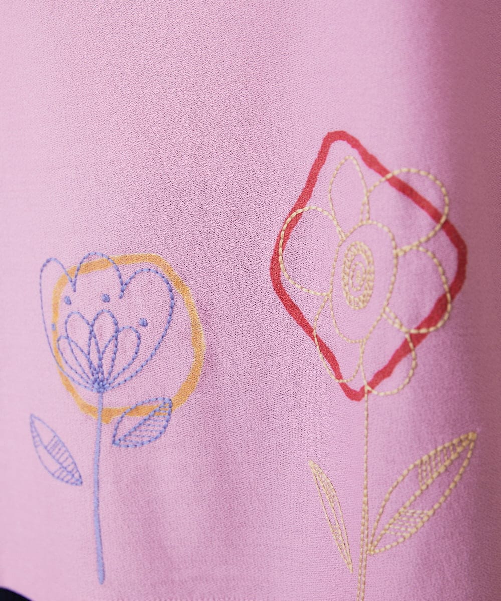 GJKHA30150 Jocomomola(ホコモモラ) Escala floral フラワー刺繍クラフトTシャツ ラベンダー