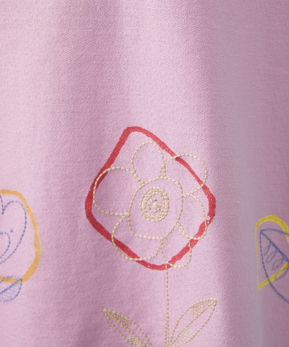 GJKHA30150 Jocomomola(ホコモモラ) 【早割10％OFF】フラワー刺繍クラフトTシャツ ラベンダー