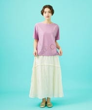 GJKHA30150 Jocomomola(ホコモモラ) 【早割10％OFF】フラワー刺繍クラフトTシャツ ラベンダー