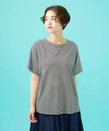 GJKHA34140 Jocomomola 【早割10％OFF】Una ola ボーダージャカードカットソー