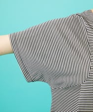 GJKHA34140 Jocomomola(ホコモモラ) 【早割10％OFF】Una ola ボーダージャカードカットソー ブラック×アイボリー