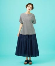 GJKHA34140 Jocomomola(ホコモモラ) 【早割10％OFF】Una ola ボーダージャカードカットソー ブラック×アイボリー