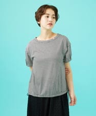 GJKHA35150 Jocomomola(ホコモモラ) 【早割10％OFF】Una ola ボーダージャカードドロストカットソー ブラック×アイボリー