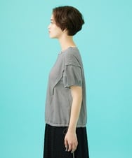 GJKHA35150 Jocomomola(ホコモモラ) 【早割10％OFF】Una ola ボーダージャカードドロストカットソー ブラック×アイボリー