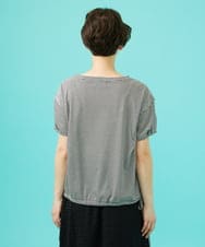 GJKHA35150 Jocomomola(ホコモモラ) 【早割10％OFF】Una ola ボーダージャカードドロストカットソー ブラック×アイボリー