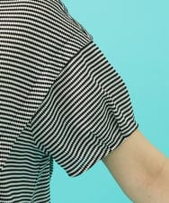 GJKHA35150 Jocomomola(ホコモモラ) 【早割10％OFF】Una ola ボーダージャカードドロストカットソー ブラック×アイボリー