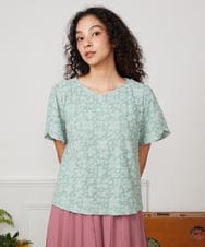 GJKHA36160 Jocomomola(ホコモモラ) Danza de las flores フラワージャカードカットソー ライトグリーン