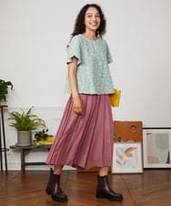 GJKHA36160 Jocomomola(ホコモモラ) Danza de las flores フラワージャカードカットソー ライトグリーン