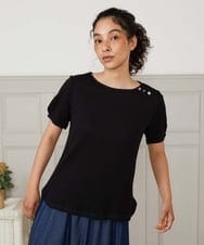 GJKHA42130 Jocomomola(ホコモモラ) Arriate アイレットジャカードカットソー ブラック