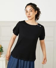 GJKHA42130 Jocomomola(ホコモモラ) Arriate アイレットジャカードカットソー ブラック