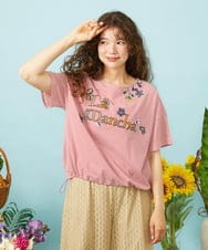 GJKHD01180 Jocomomola(ホコモモラ) 【接触冷感】Verano en La Mancha ロゴ刺繍ボーダーTシャツ レッド×アイボリー
