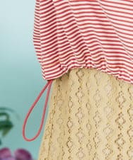 GJKHD01180 Jocomomola(ホコモモラ) 【接触冷感】Verano en La Mancha ロゴ刺繍ボーダーTシャツ レッド×アイボリー