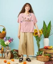 GJKHD01180 Jocomomola(ホコモモラ) 【接触冷感】Verano en La Mancha ロゴ刺繍ボーダーTシャツ レッド×アイボリー