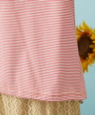 GJKHD01180 Jocomomola(ホコモモラ) 【接触冷感】Verano en La Mancha ロゴ刺繍ボーダーTシャツ レッド×アイボリー
