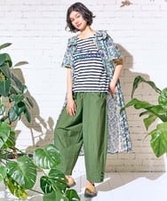 GJKHD01180 Jocomomola(ホコモモラ) 【接触冷感】Verano en La Mancha ロゴ刺繍ボーダーTシャツ ブラック×アイボリー