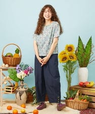 GJKHD30180 Jocomomola(ホコモモラ) 【接触冷感】Solana プリントカットソープルオーバー ライトブルー
