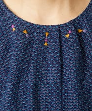 GJKHD31150 Jocomomola(ホコモモラ) Salpicar ドットジャカード幾何刺繍カットソー ネイビー