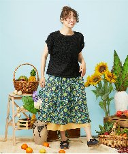 GJKHD33160 Jocomomola(ホコモモラ) Parche レースパッチワークカットソー ブラック