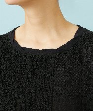 GJKHD33160 Jocomomola(ホコモモラ) Parche レースパッチワークカットソー ブラック