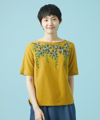 GJKHS30140  Petalo フラワー刺繍カットソー