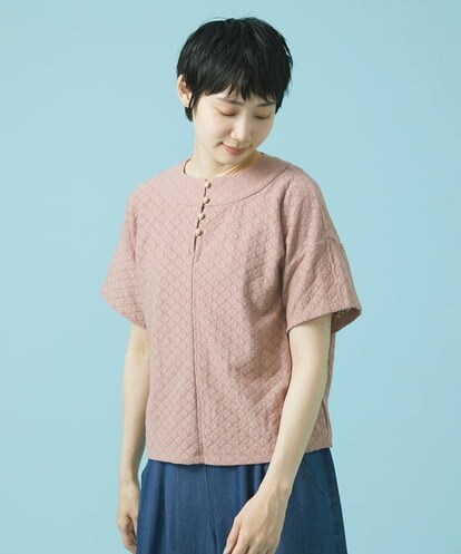 GJKHS33130  Dentado レース ヘンリーネックカットソー
