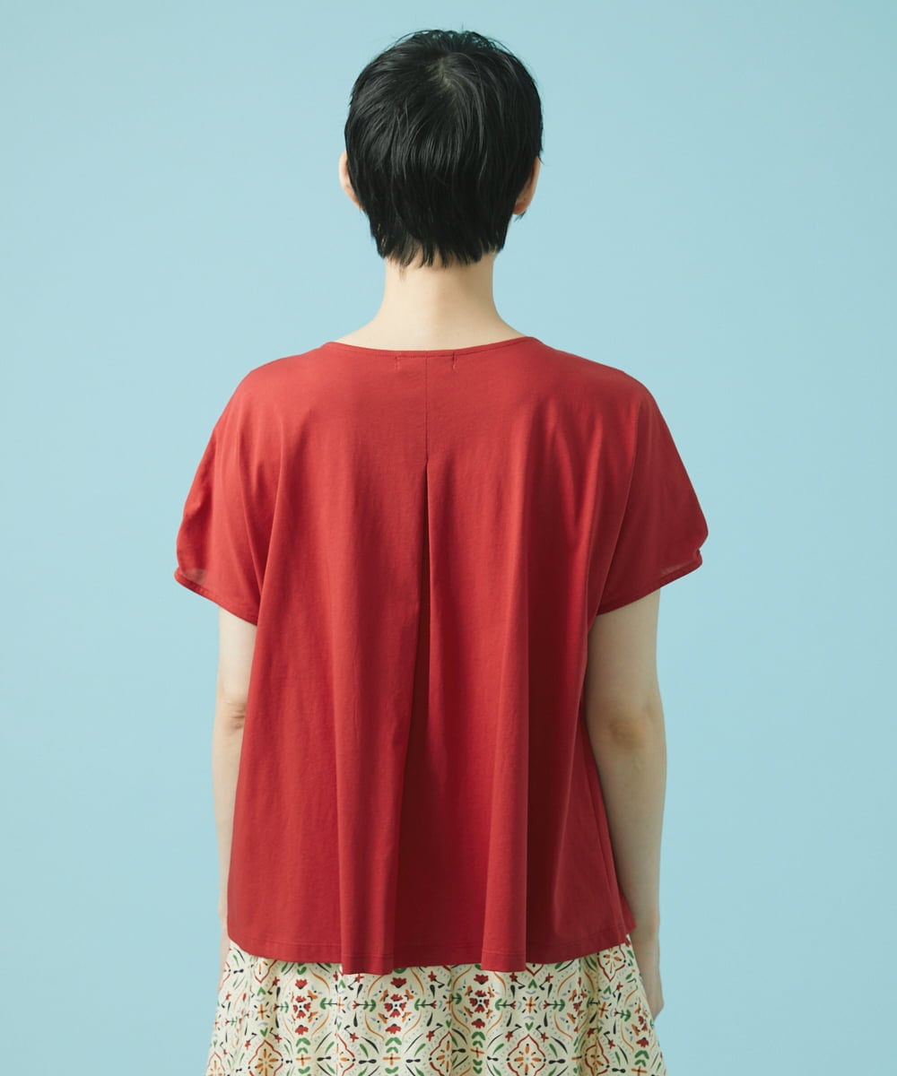GJKHS36140 Jocomomola(ホコモモラ) Liso フラワー刺繍カットソー レッド