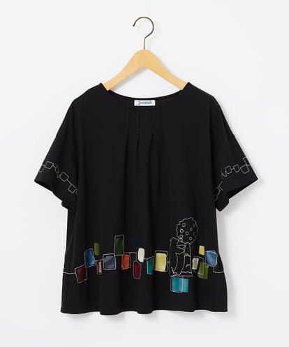 GJKJA02180 Jocomomola 【接触冷感】Puerta de sol クラフト刺繍カットソー