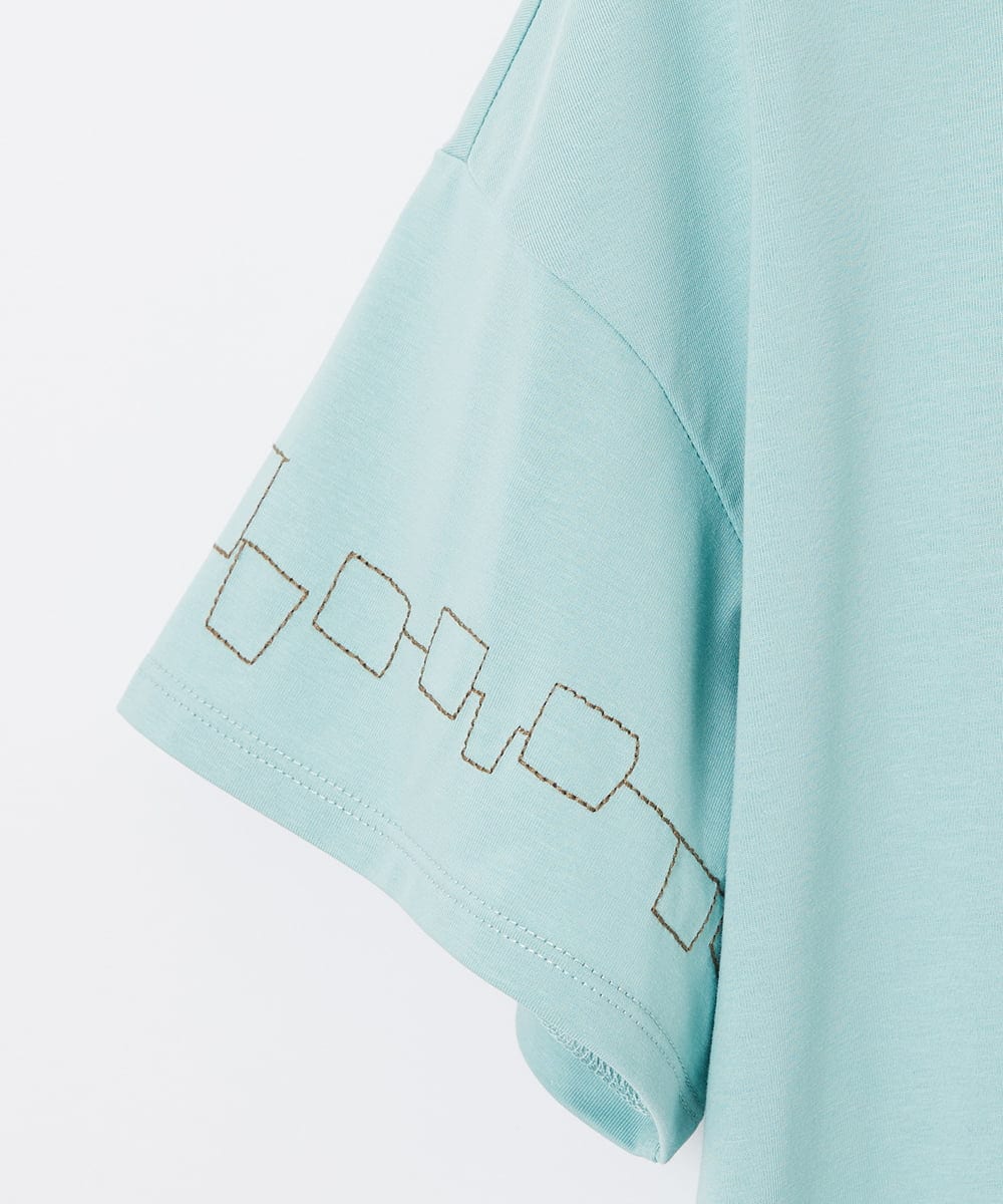 GJKJA02180 Jocomomola(ホコモモラ) 【接触冷感】Puerta de sol クラフト刺繍カットソー ブラック