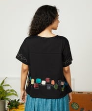 GJKJA02180 Jocomomola(ホコモモラ) 【接触冷感】Puerta de sol クラフト刺繍カットソー ブラック