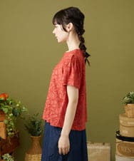 GJKJA32160 Jocomomola(ホコモモラ) Camino de flores フラワージャカードカットソー レッド