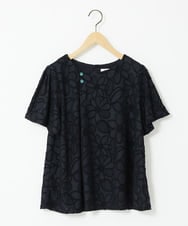 GJKJA32160 Jocomomola(ホコモモラ) Camino de flores フラワージャカードカットソー ブラック