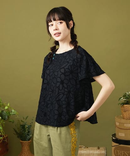 GJKJA32160 Jocomomola Camino de flores フラワージャカードカットソー
