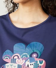 GJKJA34140 Jocomomola(ホコモモラ) 【接触冷感】フラワー発泡プリントTシャツ ネイビー