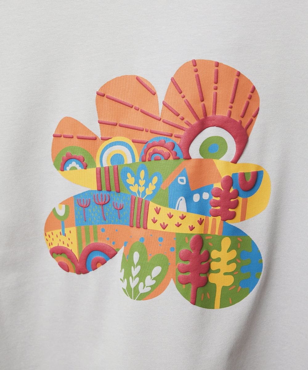 GJKJA34140 Jocomomola(ホコモモラ) 【接触冷感】フラワー発泡プリントTシャツ ネイビー