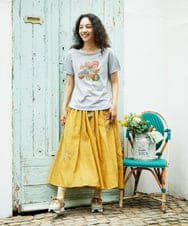 GJKJA34140 Jocomomola(ホコモモラ) 【接触冷感】フラワー発泡プリントTシャツ ネイビー
