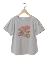 GJKJA34140 Jocomomola(ホコモモラ) 【接触冷感】フラワー発泡プリントTシャツ ネイビー
