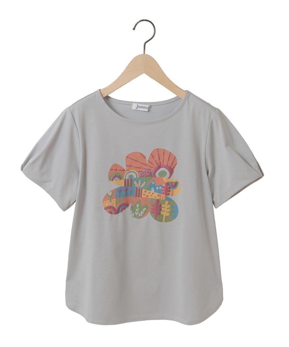 GJKJA34140 Jocomomola(ホコモモラ) 【接触冷感】フラワー発泡プリントTシャツ ネイビー