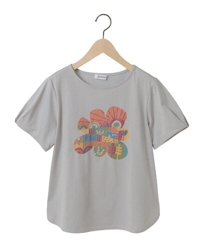 GJKJA34140 Jocomomola 【接触冷感】フラワー発泡プリントTシャツ