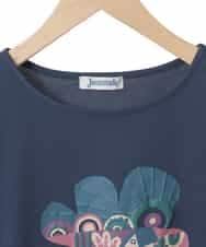 GJKJA34140 Jocomomola(ホコモモラ) 【接触冷感】フラワー発泡プリントTシャツ ネイビー