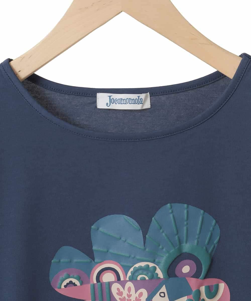 GJKJA34140 Jocomomola(ホコモモラ) 【接触冷感】フラワー発泡プリントTシャツ ネイビー
