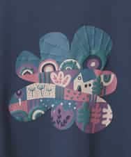 GJKJA34140 Jocomomola(ホコモモラ) 【接触冷感】フラワー発泡プリントTシャツ ネイビー