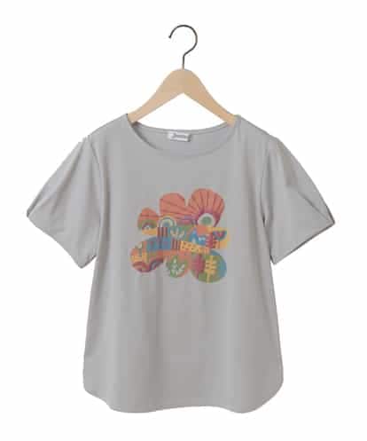 GJKJA34140 Jocomomola 【接触冷感】フラワー発泡プリントTシャツ