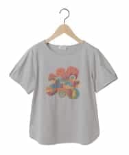 GJKJA34140 Jocomomola(ホコモモラ) 【接触冷感】フラワー発泡プリントTシャツ ライトグレー