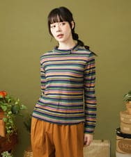 GJKJB35130 Jocomomola(ホコモモラ) アムンゼン ボーダーカットソー マルチボーダー