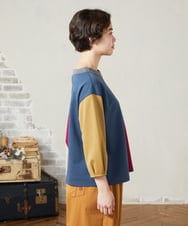 GJKJB36190 Jocomomola(ホコモモラ) 【早割10%OFF】パッチワーク切り替えカットソー ブルー