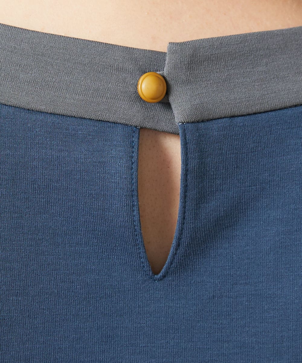 GJKJB36190 Jocomomola(ホコモモラ) 【早割10%OFF】パッチワーク切り替えカットソー ブルー