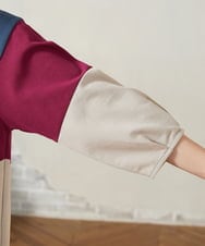 GJKJB36190 Jocomomola(ホコモモラ) 【早割10%OFF】パッチワーク切り替えカットソー ブルー