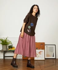 GJKJB38170 Jocomomola(ホコモモラ) Jardines フラワーモチーフクラフトカットソー ブラウン