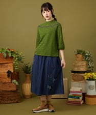 GJKJB40180 Jocomomola(ホコモモラ) Nube ジャカード半端袖カットソー ベージュ