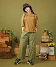 GJKJB40180 Jocomomola(ホコモモラ) Nube ジャカード半端袖カットソー ベージュ